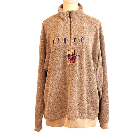 VTG 90's Disney Tigger Varsity Squad 1/4 Zip Mock Neck, Knit Sweater sz M - Picture 1 of 9